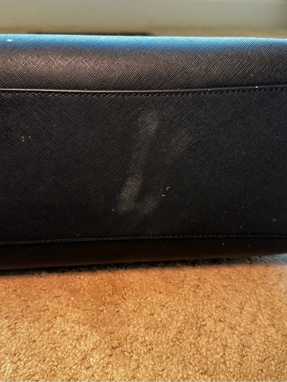 Tory Burch Black Leather Saffiano Tote with Gold Accents